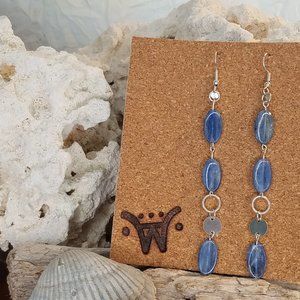 Sterling Silver & Blue Kyanite Long Dangle Earring